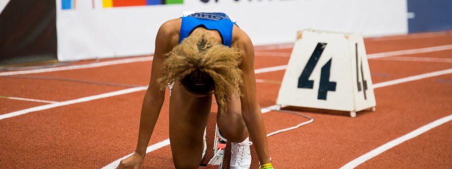 Sprinterin im Startblock