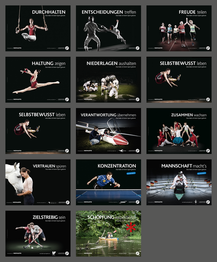 Erste Bildmotivserie zur Kampagne Das habe ich beim Sport gelernt