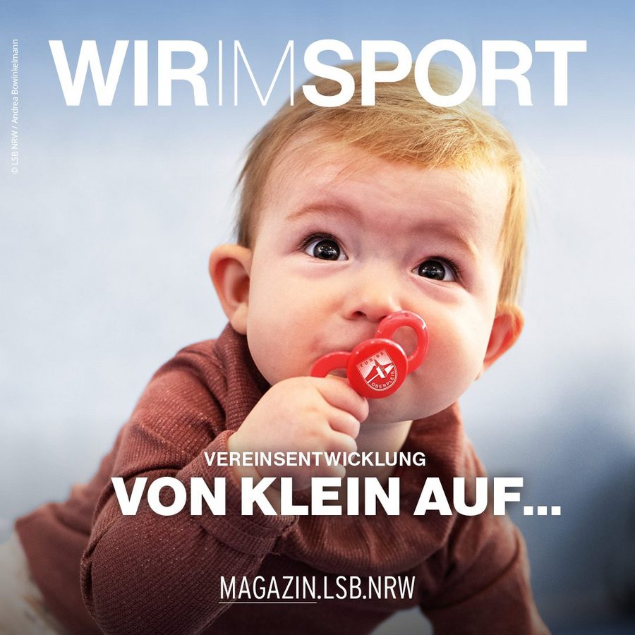 Cover der Zeitschrift wir im Sport: Titel "Vereinsentwicklung - von KLEIN auf"