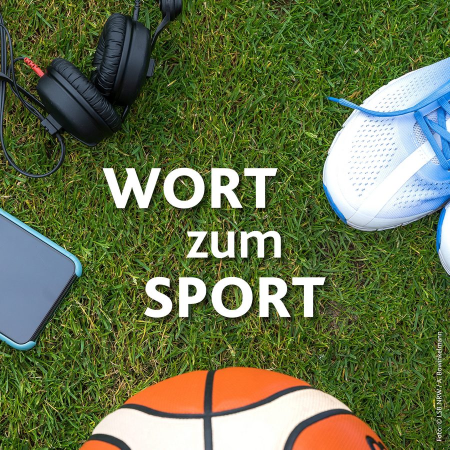 Cover des Podcasts mit Schriftzug "Wort zum Sport"