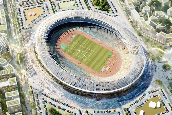 Visualisierung eines Olympiastadions für die Olympischen und Pralympischen Spiele in der Region Rhein-Ruhr