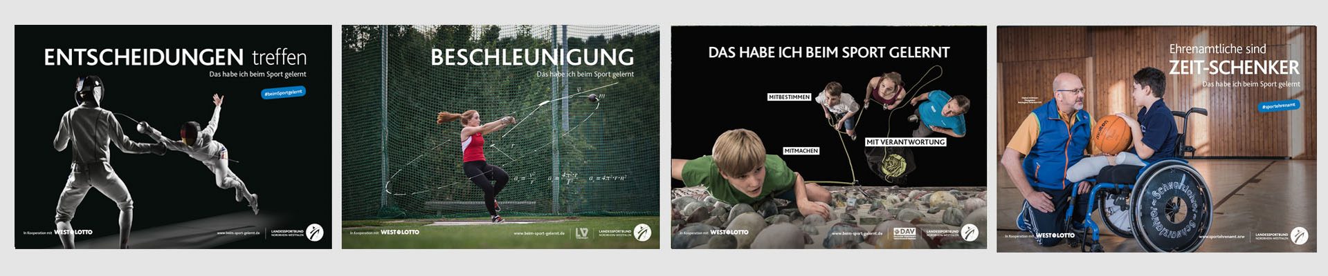 Bildmotivserie zur Kampagne "Das habe ich beim Sport gelernt"