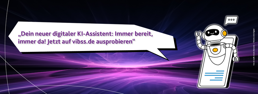 Grafik mit Schriftzug "Dein neuer digitaler KI-Assistent"