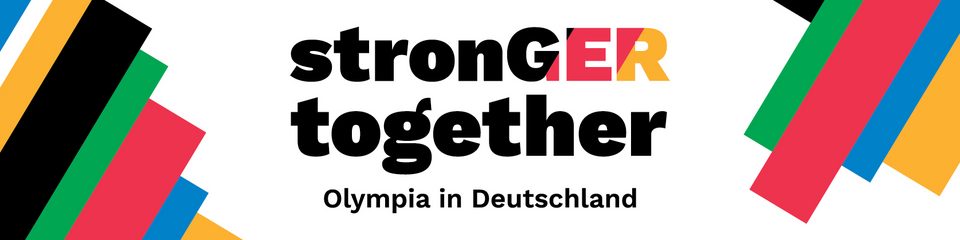 Aufschrift: StronGER together. Olympia in Deutschland