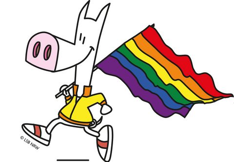 Schweinehund mit Regenbogen-Flagge