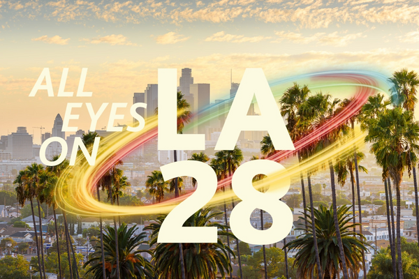 Bild von LA mit Schriftzug "All eyes on LA28"