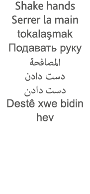 Shake hands Serrer la main tokalaşmak                                          Destê xwe bidin hev