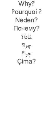 Why  Pourquoi   Neden                           Çima  