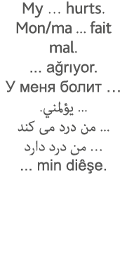 My   hurts  Mon ma     fait mal      ağrıyor                                                                   min di   