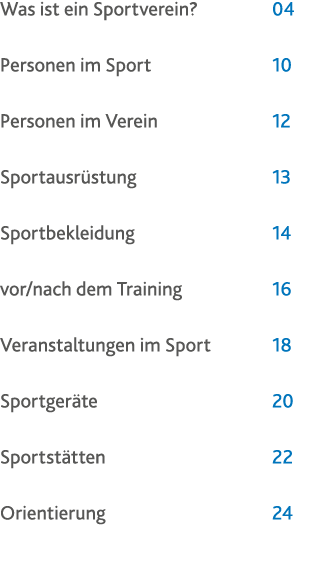 Was ist ein Sportverein  04 Personen im Sport 10 Personen im Verein 12 Sportausrüstung 13 Sportbekleidung 14 vor nach   