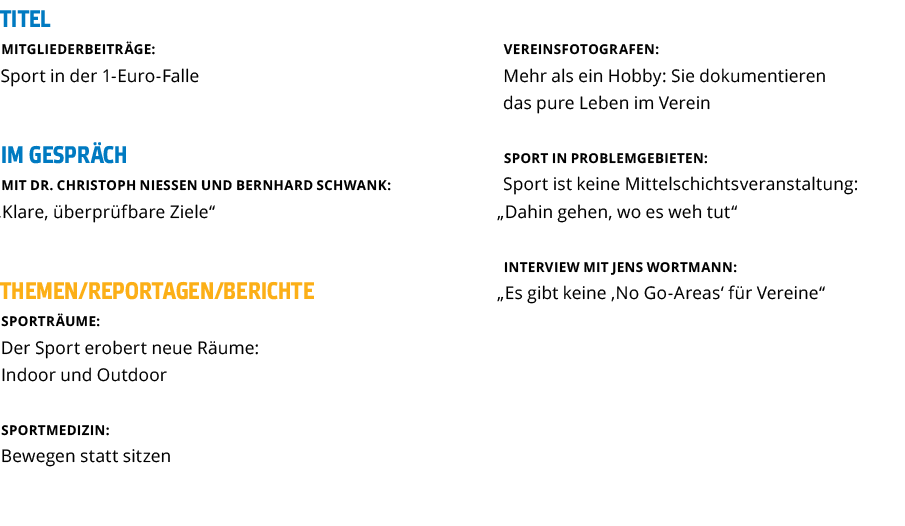 Titel Mitgliederbeitr ge  Sport in der 1-Euro-Falle  IM GESPR CH Mit dr  christoph niessen und bernhard schwank   Kla   
