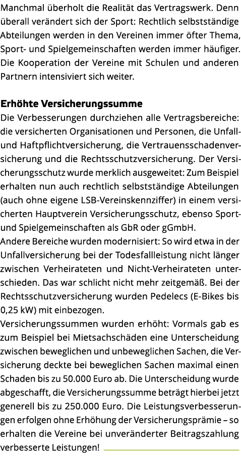 Manchmal  berholt die Realit t das Vertragswerk  Denn  berall ver ndert sich der Sport  Rechtlich selbstst ndige Abte   