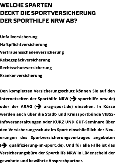 Welche Sparten deckt die Sportversicherung der Sporthilfe NRW ab   Unfallversicherung Haftpflichtversicherung Vertrau   
